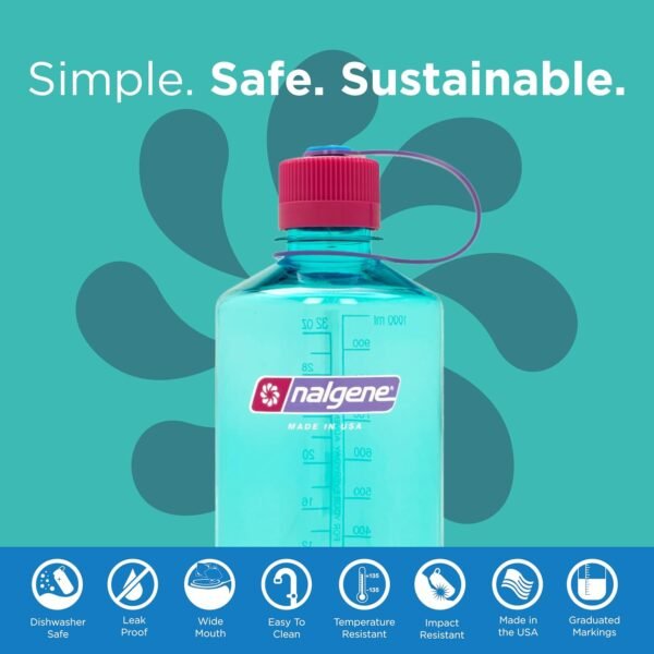 Nalgene Leak Proof Tritan BPA-Free Water Bottle - 32 oz Narrow Mouth - Made in the USA for Outdoor Use & Daily Hydration (Amethyst)