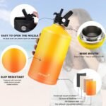 Water Bottle Insulated 32oz 40oz 64oz 128oz Straw Lid Spout Lid & 3 Lids, Leak Proof, Vacuum Insulated,Stainless Steel Water Bottle Wide Mouth for Sports, Gym or Office