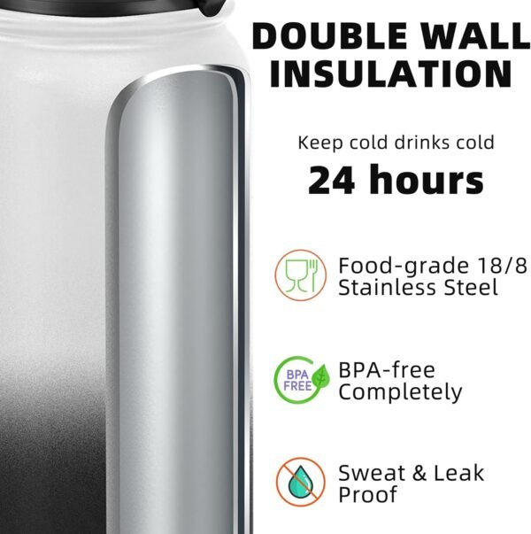 Fanhaw 20 Oz Insulated Stainless Steel Vacuum Water Bottle with Anti-Dust Pop-Open Lid - For Kids, Women, Men | Leak & Sweat Proof (Green Blue)