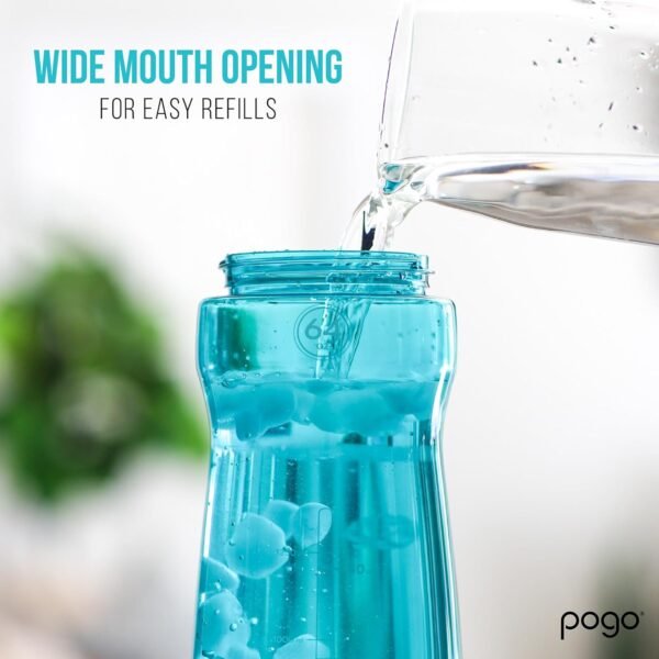 Pogo Plastic Water Bottle with Chug Lid and Carry Handle, Reusable, BPA Free, Dishwasher Safe, Perfect for Travel, School, Outdoors, and Gym | 18oz, 32oz, 40oz, 64oz