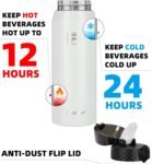 Fanhaw 20 Oz Stainless Steel Insulated Sports Water Bottles with Straw for Kids, Men and Women (Black)