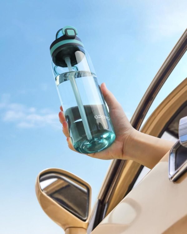 Opard 30oz/32oz Sports Water Bottle with Leak Proof Flip Top Lid BPA Free Tritan Reusable Plastic for Gym and Outdoor, Travel Water Bottle with Straw