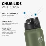 Fanhaw 20 Oz Insulated Stainless Steel Vacuum Water Bottle with Anti-Dust Pop-Open Lid - For Kids, Women, Men | Leak & Sweat Proof (Green Blue)