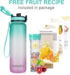 Opard 30oz/32oz Sports Water Bottle with Leak Proof Flip Top Lid BPA Free Tritan Reusable Plastic for Gym and Outdoor, Travel Water Bottle with Straw