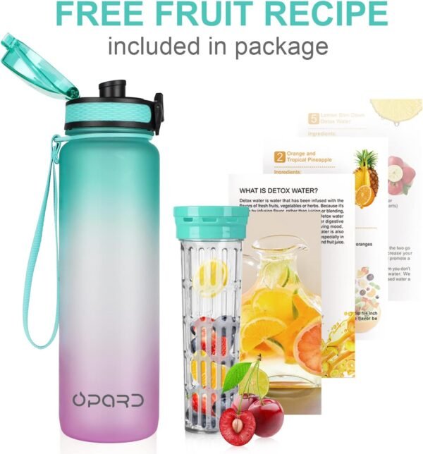 Opard 30oz/32oz Sports Water Bottle with Leak Proof Flip Top Lid BPA Free Tritan Reusable Plastic for Gym and Outdoor, Travel Water Bottle with Straw