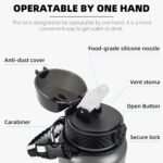 Fanhaw 20 Oz Stainless Steel Insulated Sports Water Bottles with Straw for Kids, Men and Women (Black)