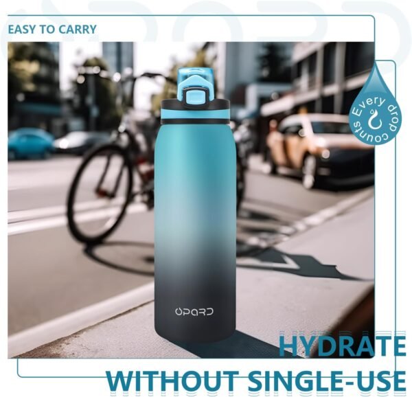 Opard 30oz/32oz Sports Water Bottle with Leak Proof Flip Top Lid BPA Free Tritan Reusable Plastic for Gym and Outdoor, Travel Water Bottle with Straw