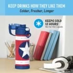 THERMOS FUNTAINER 16 Ounce Stainless Steel Vacuum Insulated Bottle with Wide Spout Lid, Galaxy Teal