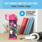 THERMOS FUNTAINER 16 Ounce Stainless Steel Vacuum Insulated Bottle with Wide Spout Lid, Galaxy Teal