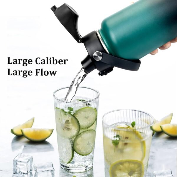 Water Bottle Insulated 32oz 40oz 64oz 128oz Straw Lid Spout Lid & 3 Lids, Leak Proof, Vacuum Insulated,Stainless Steel Water Bottle Wide Mouth for Sports, Gym or Office