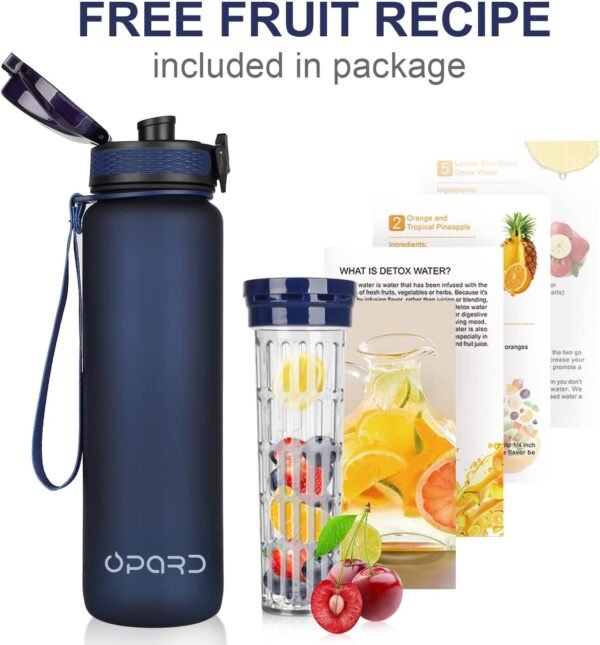 Opard 30oz/32oz Sports Water Bottle with Leak Proof Flip Top Lid BPA Free Tritan Reusable Plastic for Gym and Outdoor, Travel Water Bottle with Straw