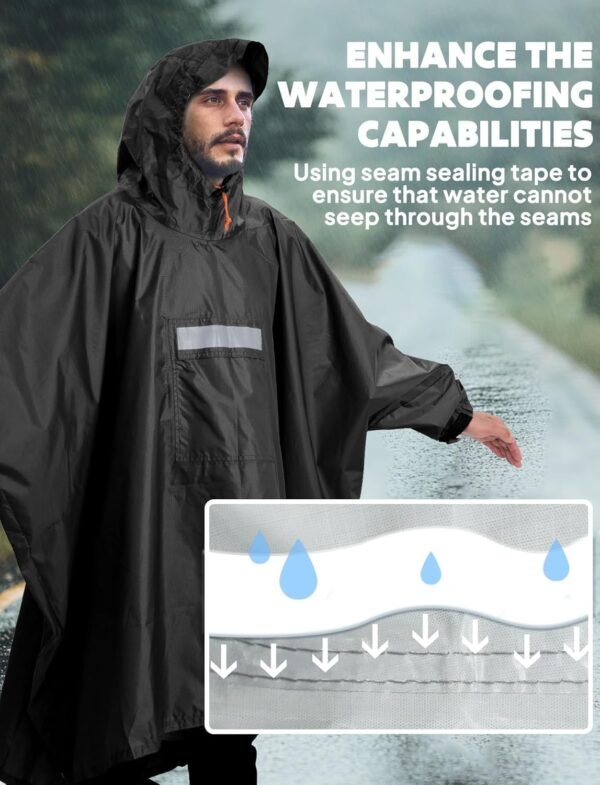 ANYOO Hooded Rain Poncho for Adults Waterproof Lightweight Rain Coat for Men Women Reusable Rain Jacket for Emergency Outdoor
