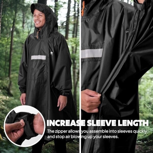 ANYOO Hooded Rain Poncho for Adults Waterproof Lightweight Rain Coat for Men Women Reusable Rain Jacket for Emergency Outdoor