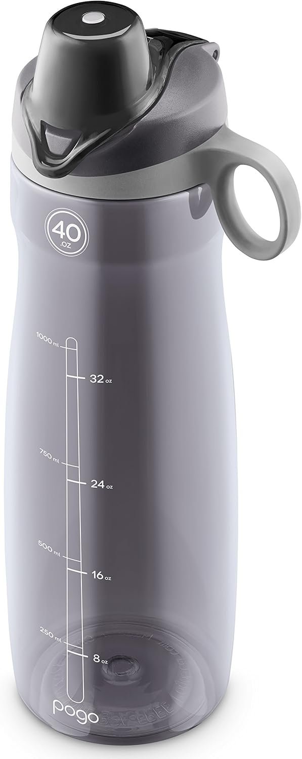 Pogo Plastic Water Bottle with Chug Lid and Carry Handle, Reusable, BPA Free, Dishwasher Safe, Perfect for Travel, School, Outdoors, and Gym | 18oz, 32oz, 40oz, 64oz