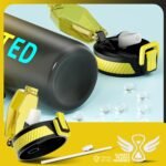 QLUR Water Bottle with Straw, 32oz Motivational Water Bottles with Time Marker to Drink, Tritan BPA Free, 1L Sports Water Bottle with Carry Strap LeakProof for Women Gym Fitness Outdoor (1 Pack)