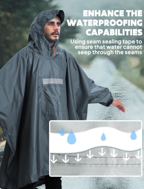 ANYOO Hooded Rain Poncho for Adults Waterproof Lightweight Rain Coat for Men Women Reusable Rain Jacket for Emergency Outdoor