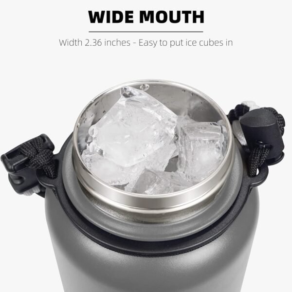 Fanhaw 20 Oz Stainless Steel Insulated Sports Water Bottles with Straw for Kids, Men and Women (Black)