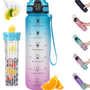 Opard 30oz/32oz Sports Water Bottle with Leak Proof Flip Top Lid BPA Free Tritan Reusable Plastic for Gym and Outdoor, Travel Water Bottle with Straw