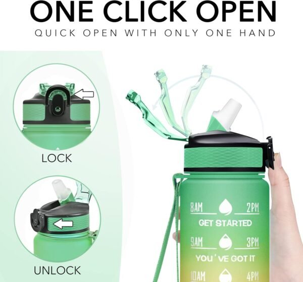 Hyeta 32 oz Water Bottles with Times to Drink and Straw, Motivational Water Bottle with Time Marker, Leakproof, Drinking Sports Water Bottle for Fitness, Gym and Outdoor