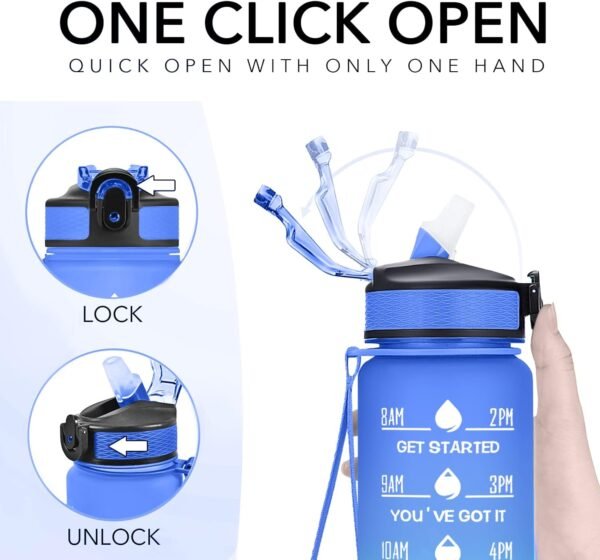 Hyeta 32 oz Water Bottles with Times to Drink and Straw, Motivational Water Bottle with Time Marker, Leakproof, Drinking Sports Water Bottle for Fitness, Gym and Outdoor
