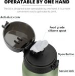 Fanhaw 20 Oz Stainless Steel Insulated Sports Water Bottles with Straw for Kids, Men and Women (Black)