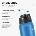 Fanhaw 20 Oz Insulated Stainless Steel Vacuum Water Bottle with Anti-Dust Pop-Open Lid - For Kids, Women, Men | Leak & Sweat Proof (Green Blue)
