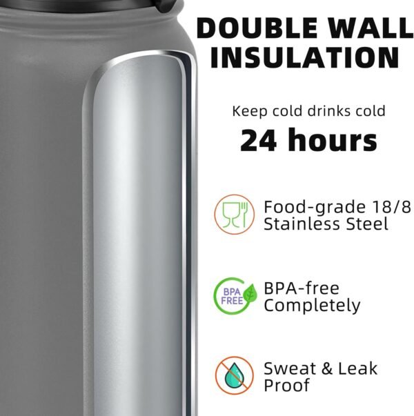 Fanhaw 20 Oz Insulated Stainless Steel Vacuum Water Bottle with Anti-Dust Pop-Open Lid - For Kids, Women, Men | Leak & Sweat Proof (Green Blue)