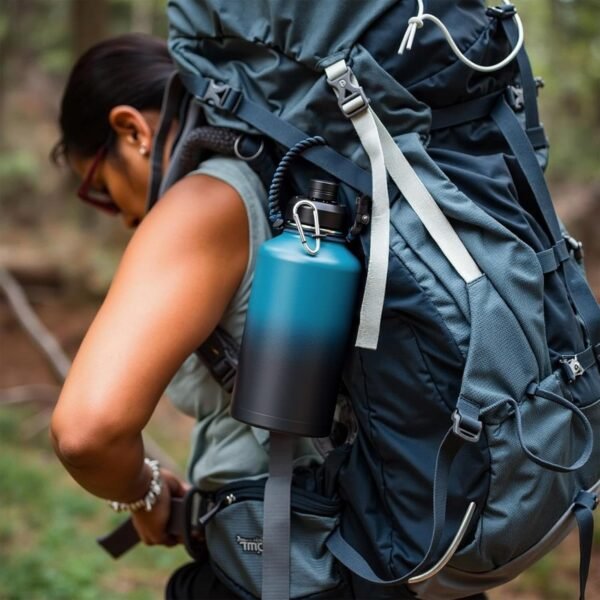 Fijinhom 24 oz Insulated Water Bottle with Handle, 304 Stainless Steel Water Bottles with Wide Mouth, Double Wall Vacuum Sports Water Bottle, BPA Free, Keep Cold and Hot, Black