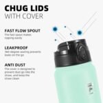 Fanhaw 20 Oz Insulated Stainless Steel Vacuum Water Bottle with Anti-Dust Pop-Open Lid - For Kids, Women, Men | Leak & Sweat Proof (Green Blue)