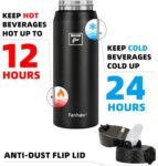 Fanhaw 20 Oz Stainless Steel Insulated Sports Water Bottles with Straw for Kids, Men and Women (Black)