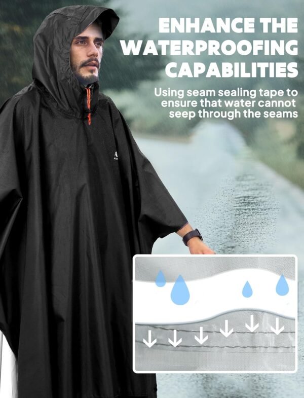 ANYOO Hooded Rain Poncho for Adults Waterproof Lightweight Rain Coat for Men Women Reusable Rain Jacket for Emergency Outdoor