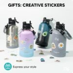 Swigina [2-IN-1 LID] Insulated Water Bottle with Silicone Boot (36hrs Cold/18hrs Hot) - DIY Stickers, Leakproof, BPA Free, 24 oz