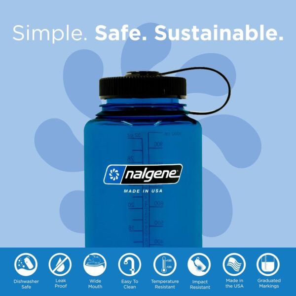 Nalgene Sustain Tritan BPA-Free Water Bottle Made with Material Derived From 50% Plastic Waste (using ISCC certified mass balance), 32 OZ, Wide Mouth