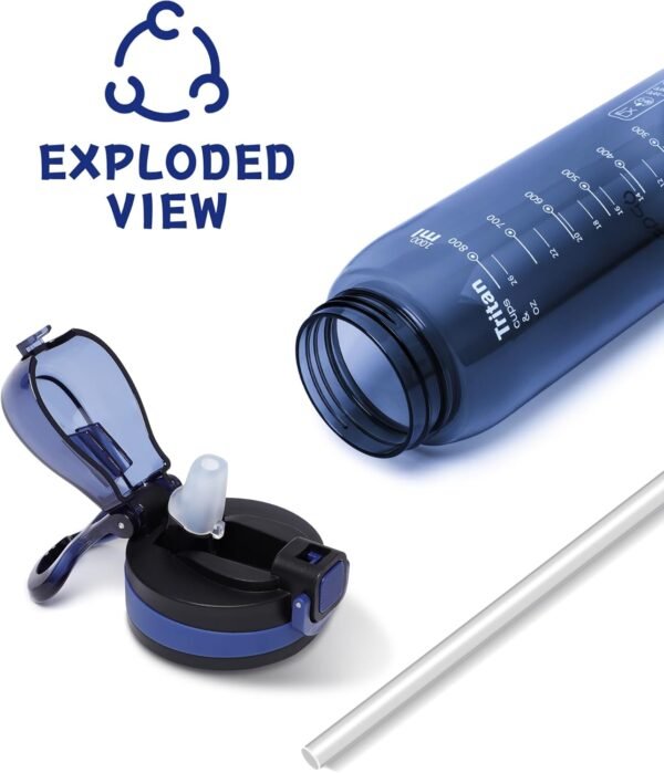 Opard 30oz/32oz Sports Water Bottle with Leak Proof Flip Top Lid BPA Free Tritan Reusable Plastic for Gym and Outdoor, Travel Water Bottle with Straw