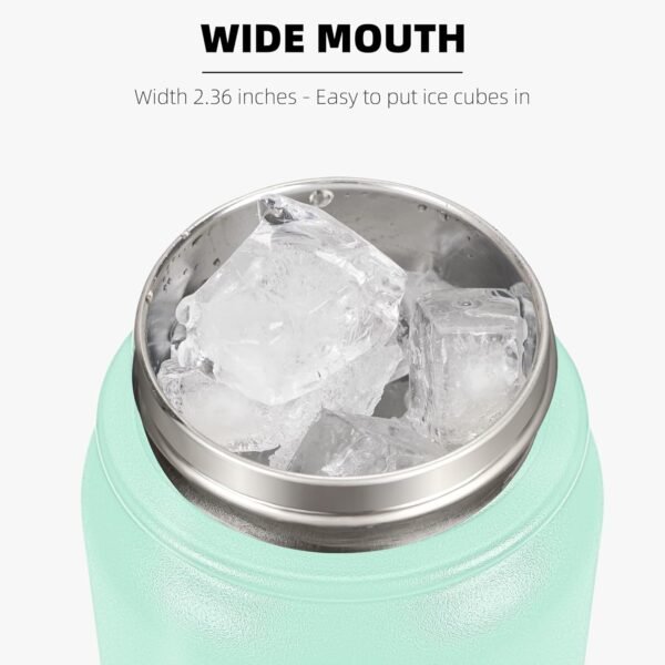 Fanhaw 20 Oz Insulated Stainless Steel Vacuum Water Bottle with Anti-Dust Pop-Open Lid - For Kids, Women, Men | Leak & Sweat Proof (Green Blue)