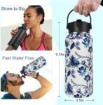 Water Bottle Insulated 32oz 40oz 64oz 128oz Straw Lid Spout Lid & 3 Lids, Leak Proof, Vacuum Insulated,Stainless Steel Water Bottle Wide Mouth for Sports, Gym or Office