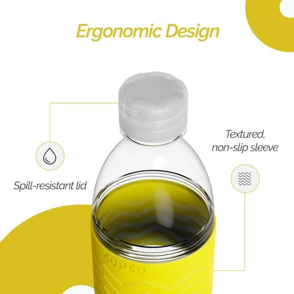 Copco Hydra Water Bottle with Spill-Resistant Lid, 16.9 oz - Reusable Tritan Non-Slip Sleeve, Twist-Open Body - BPA-Free, Leak-Proof, Durable & Portable for Gym, Office, School (Gray)