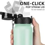 Fanhaw 20 Oz Stainless Steel Insulated Sports Water Bottles with Straw for Kids, Men and Women (Black)