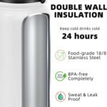 Fanhaw 20 Oz Insulated Stainless Steel Vacuum Water Bottle with Anti-Dust Pop-Open Lid - For Kids, Women, Men | Leak & Sweat Proof (Green Blue)