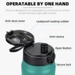 Fanhaw 20 Oz Insulated Stainless Steel Vacuum Water Bottle with Anti-Dust Pop-Open Lid - For Kids, Women, Men | Leak & Sweat Proof (Green Blue)