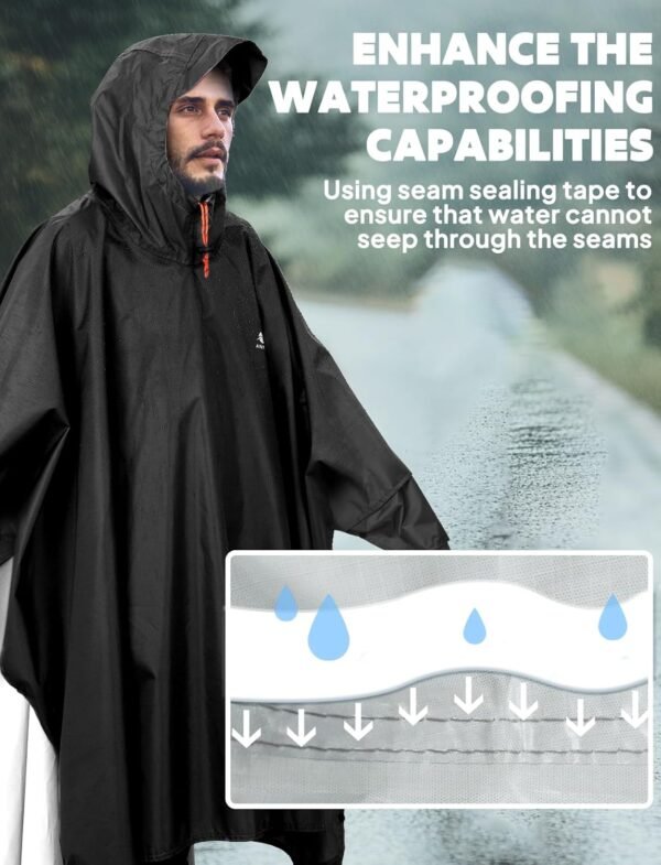 ANYOO Hooded Rain Poncho for Adults Waterproof Lightweight Rain Coat for Men Women Reusable Rain Jacket for Emergency Outdoor
