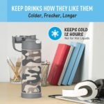 THERMOS FUNTAINER 16 Ounce Stainless Steel Vacuum Insulated Bottle with Wide Spout Lid, Galaxy Teal