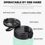 Fanhaw 20 Oz Insulated Stainless Steel Vacuum Water Bottle with Anti-Dust Pop-Open Lid - For Kids, Women, Men | Leak & Sweat Proof (Green Blue)