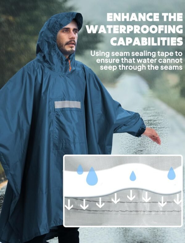 ANYOO Hooded Rain Poncho for Adults Waterproof Lightweight Rain Coat for Men Women Reusable Rain Jacket for Emergency Outdoor