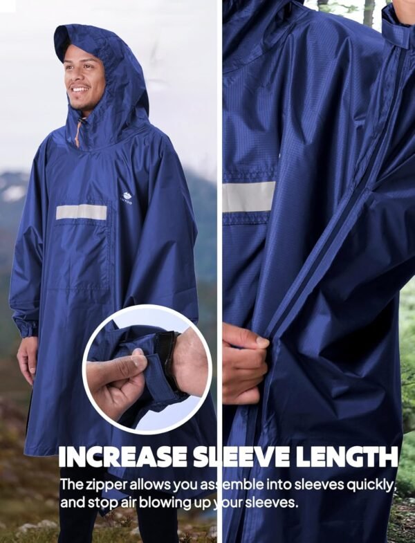 ANYOO Hooded Rain Poncho for Adults Waterproof Lightweight Rain Coat for Men Women Reusable Rain Jacket for Emergency Outdoor