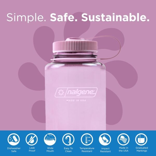Nalgene Sustain Tritan BPA-Free Water Bottle Made with Material Derived From 50% Plastic Waste (using ISCC certified mass balance), 32 OZ, Wide Mouth