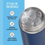 THERMOS FUNTAINER 16 Ounce Stainless Steel Vacuum Insulated Bottle with Wide Spout Lid, Galaxy Teal