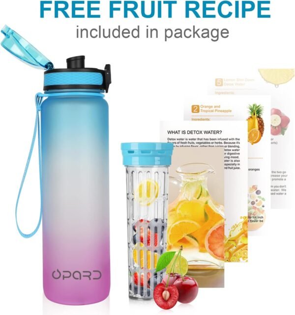Opard 30oz/32oz Sports Water Bottle with Leak Proof Flip Top Lid BPA Free Tritan Reusable Plastic for Gym and Outdoor, Travel Water Bottle with Straw