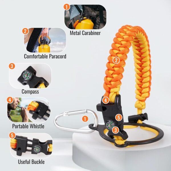 Fijinhom 24 oz Insulated Water Bottle with Handle, 304 Stainless Steel Water Bottles with Wide Mouth, Double Wall Vacuum Sports Water Bottle, BPA Free, Keep Cold and Hot, Black