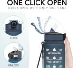 Hyeta 32 oz Water Bottles with Times to Drink and Straw, Motivational Water Bottle with Time Marker, Leakproof, Drinking Sports Water Bottle for Fitness, Gym and Outdoor